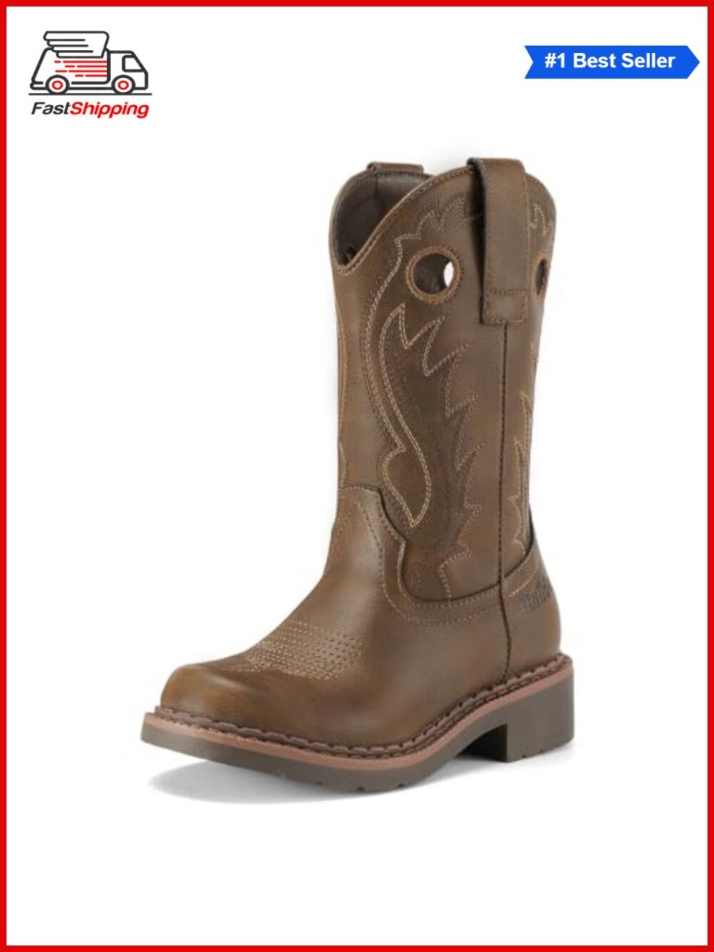 ✨Rollda Kids Cowboy Boots Western Boots Square Toe Pull On Faux Leather